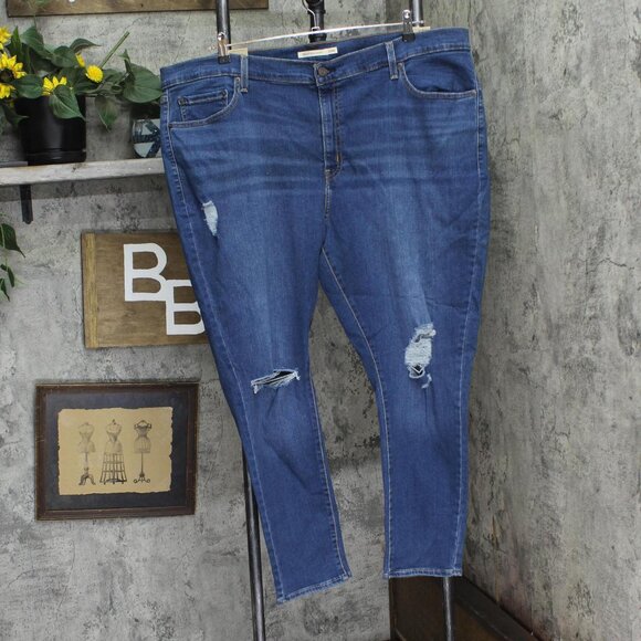 NWT Levis Womens Plus Size 721 High Rise Skinny Jeans Straight Through Blue 24W - Picture 4 of 9
